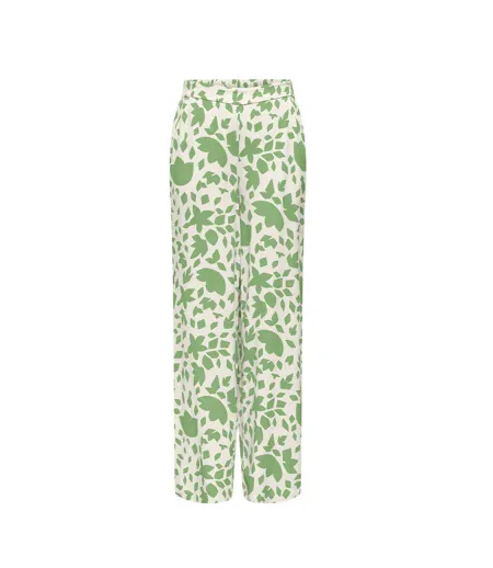 Pantalon fluide beige/vert femme only selina