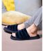 Isotoner Chaussons Mules ouvertes homme velours ultra doux, semelle bloup xtra confort, bout ouvert respirant-2