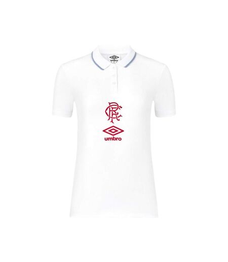 Womens/ladies Rangers Fc Short-sleeved Travel Polo Shirt Brilliant White Lollipop Umbro