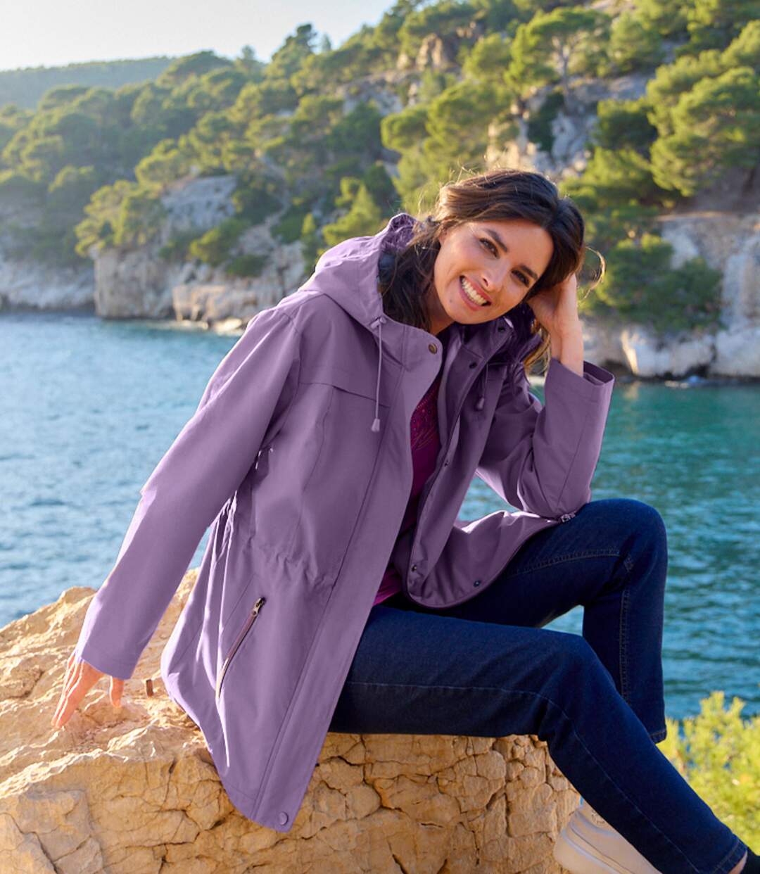 Women's Purple Fleece-lined Hooded Parka - Water-Repellent - Full Zip-8