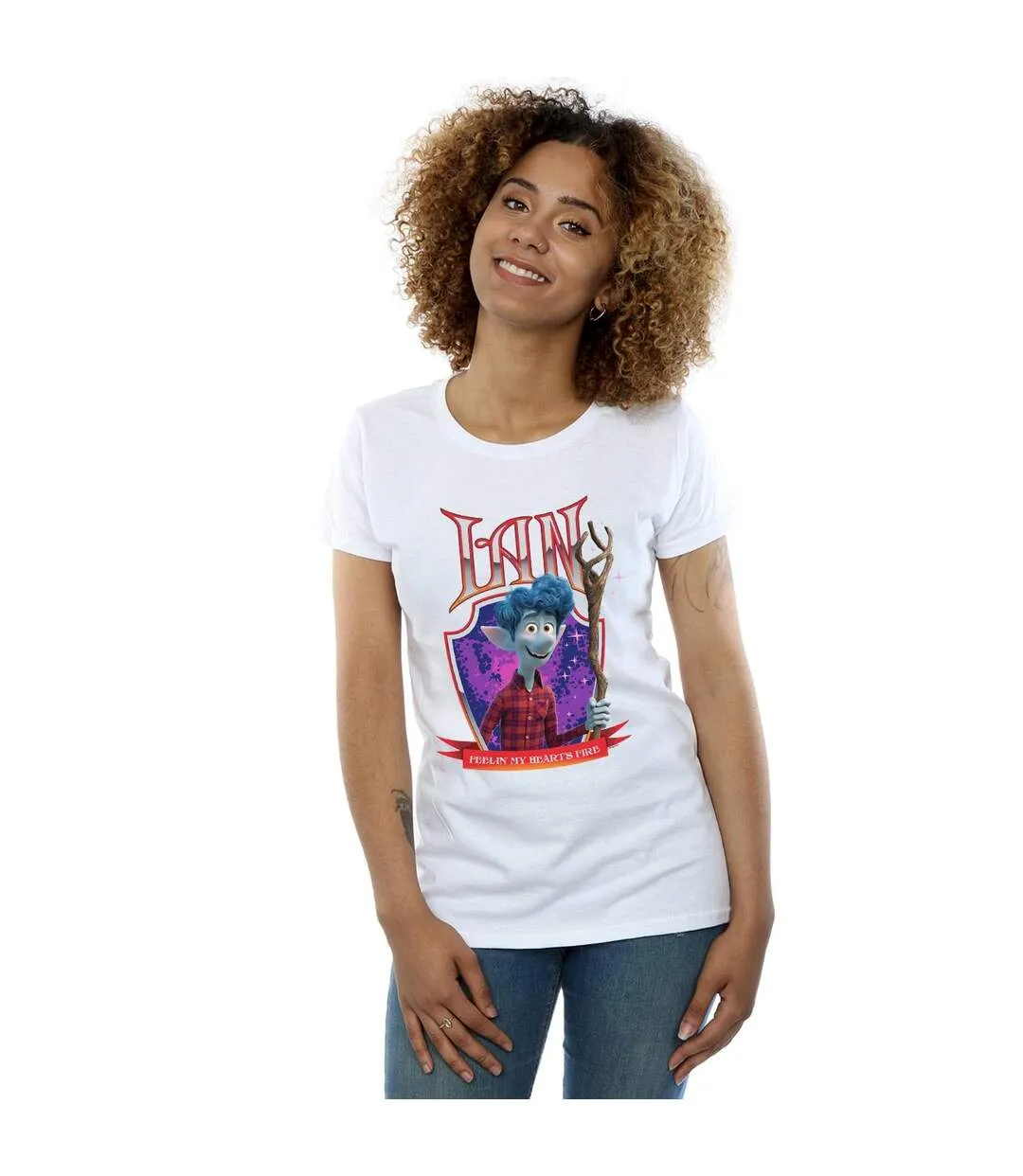 Disney T-shirt en coton Onward Ian Heart's Fire pour femmes et hommes (Blanc) - UTBI36560-2