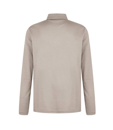 Mens Pirol Logo Long-sleeved Polo Shirt Taupe Boss