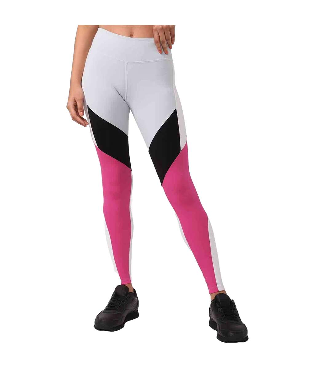Womens/ladies Lux Colour Block Leggings Grey Reebok-1