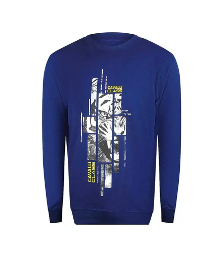 Unisex Adult Splintered Tiger Sweatshirt Iris Blue Cavalli Class