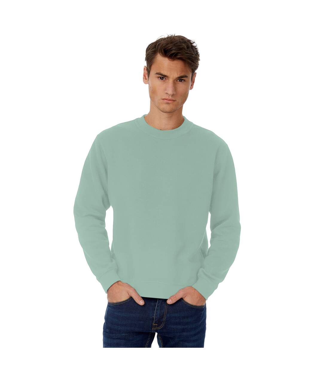 Mens set in sweatshirt sage B&C-2