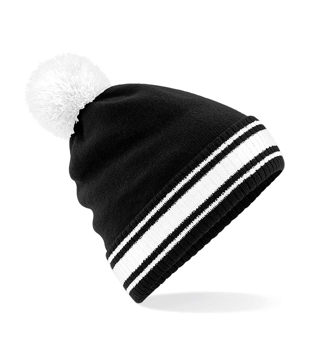 Beechfield Mens Stadium Beanie (Black/White) - UTRW6016