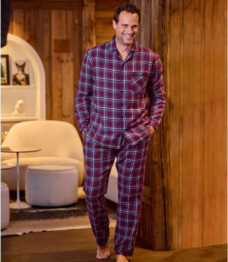 Men's Navy Checked Flannel Pyjamas