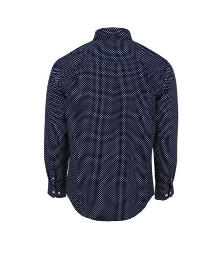 Chemise Manches Longues Motif/style À Motifs Homme Bleu Marine Blanc Fabric