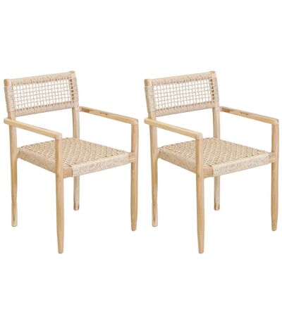 Fauteuil en teck et cannage synthétique BAIA (Lot de 2) Droit