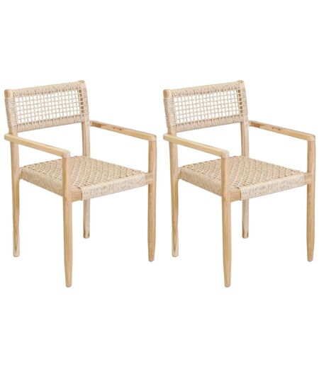 Fauteuil en teck et cannage synthétique BAIA (Lot de 2) Droit