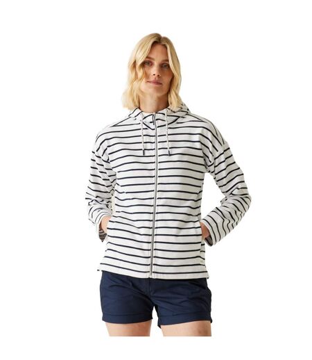Womens/ladies Bayletta Ii Striped Full Zip Hoodie White Navy Regatta