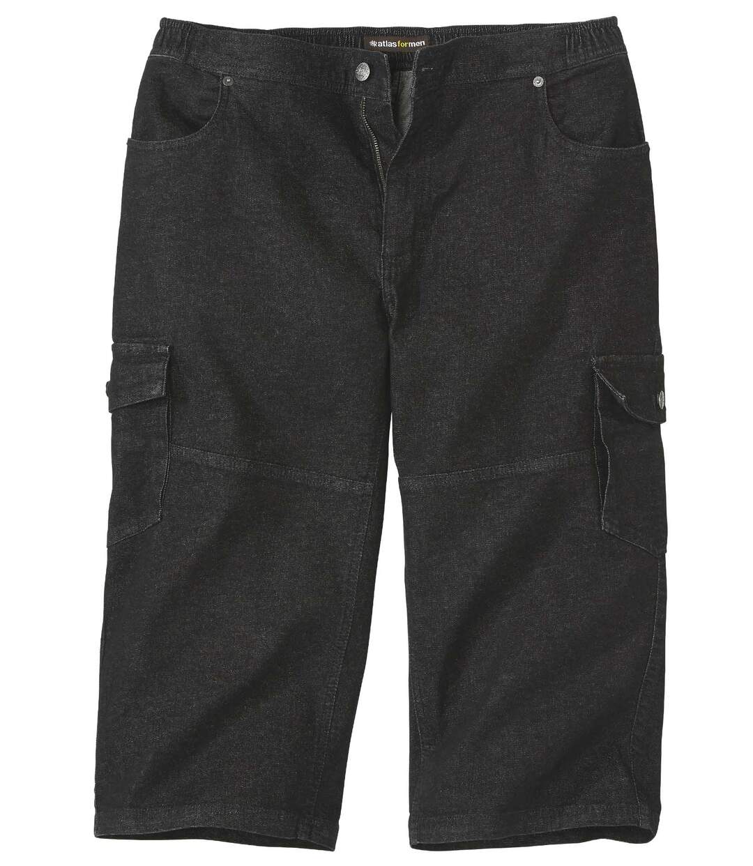 Men's Black Cropped Denim Cargo Pants Atlas For Men