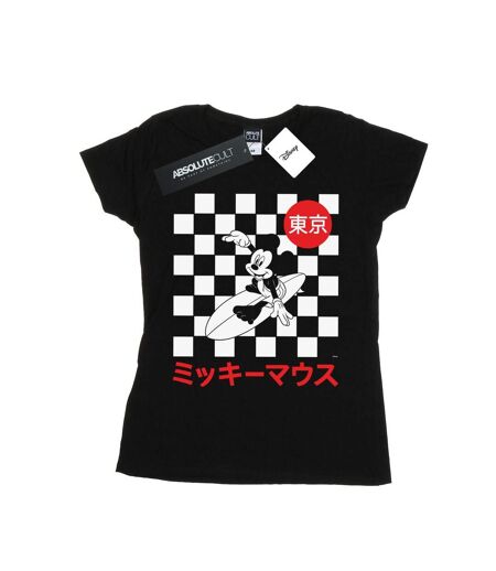 Disney T-shirt en coton Mickey Mouse Surfing Femme/Ladies (Noir) - UTBI51626
