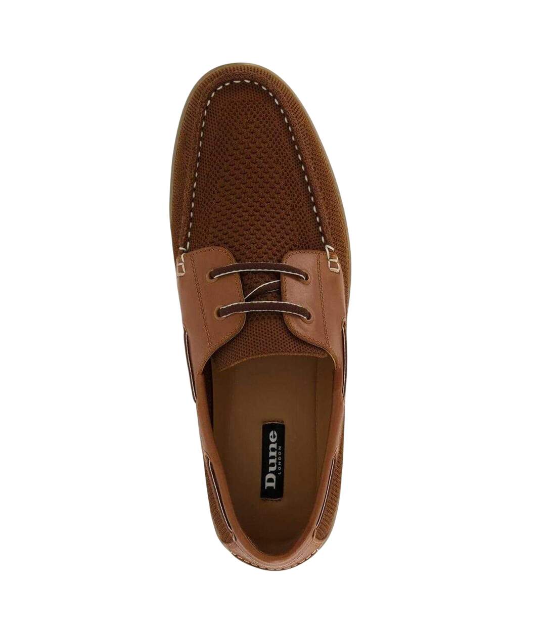 Mens Textured Leather Flat Boat Shoes Tan Dune London-3