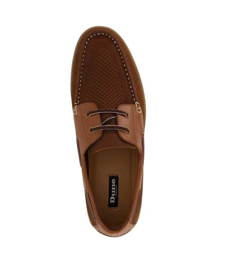 Mens Textured Leather Flat Boat Shoes Tan Dune London