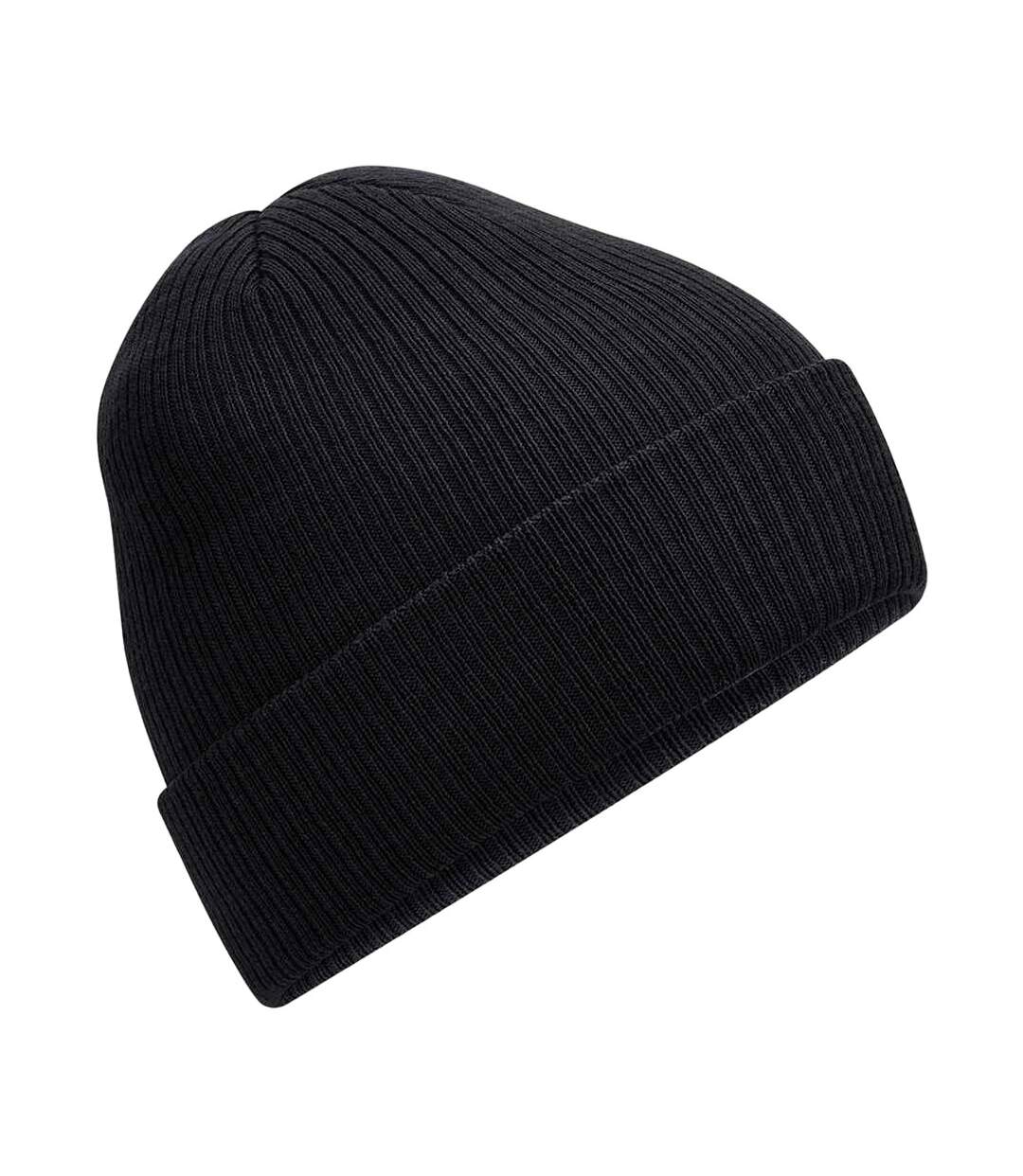 Unisex adult ribbed polylana beanie black Beechfield-1