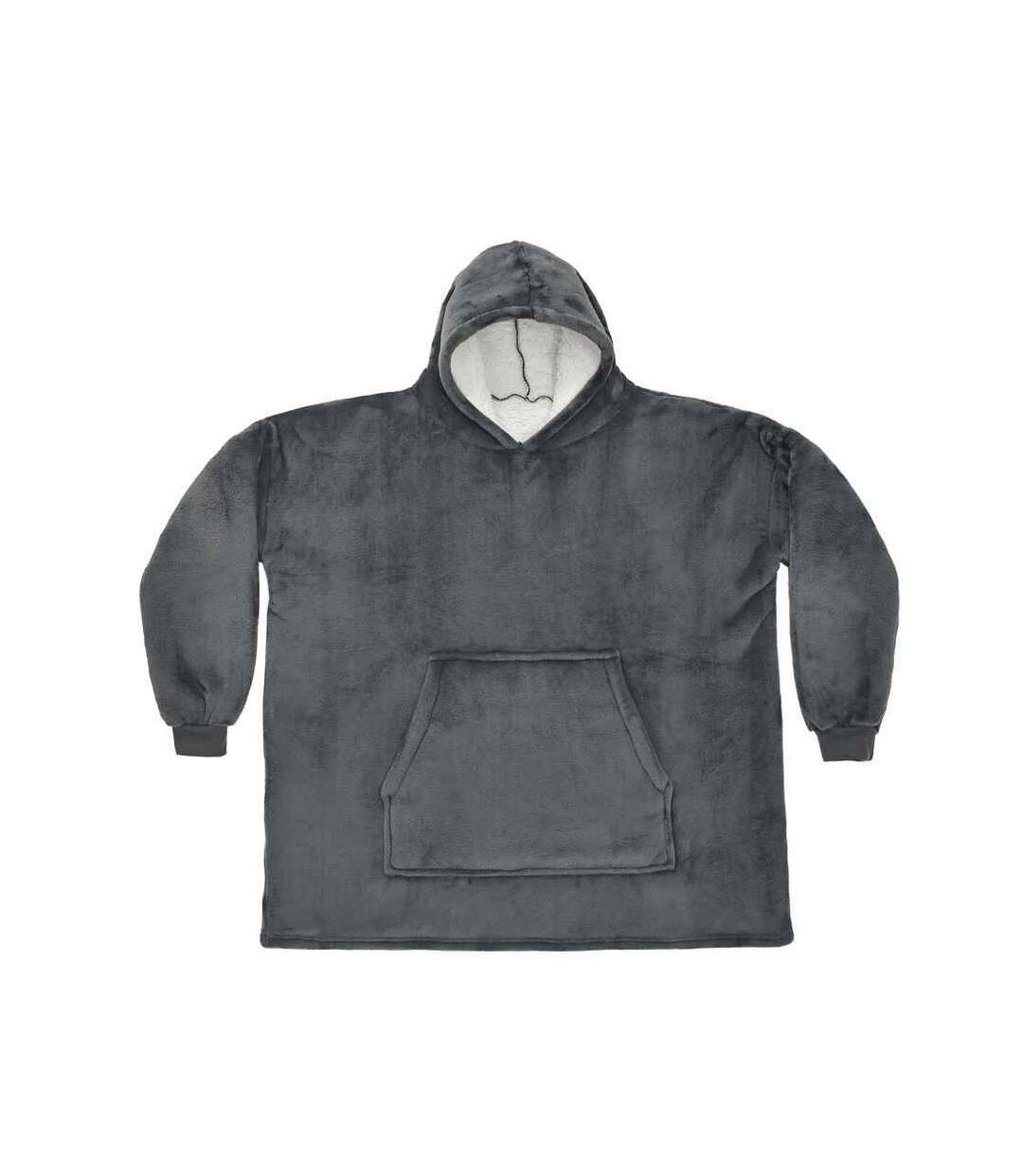 Unisex adult sherpa fleece hoodie charcoal Brand Lab-1