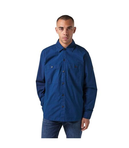 Mens Barrel Collared Long-sleeved Overshirt Blue Boss