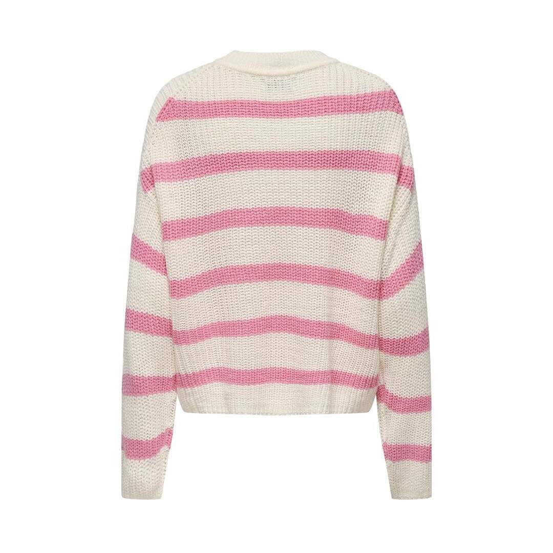 Pull Ecru/Rose Femme JDY Stripe Pullover - L-2