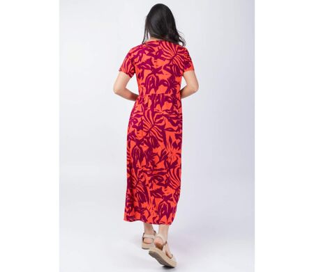Robe longue manches courtes Cataleya imprimé floral Coton Du Monde