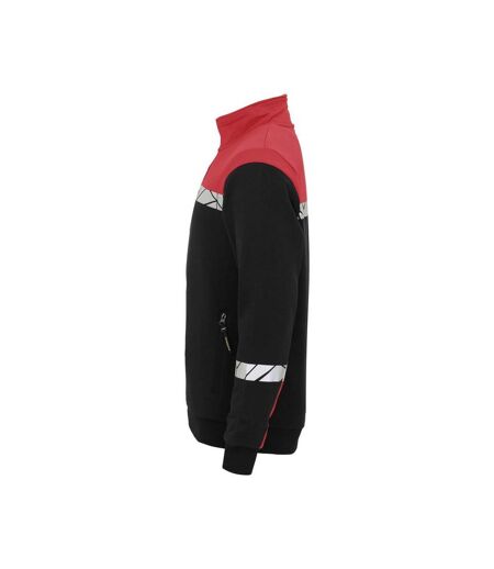Mens Progression Hi-vis Full Zip Sweatshirt Black Red Projob