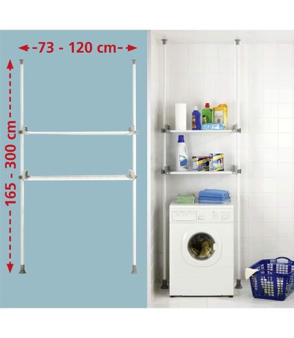 Etagère pour machine à laver et toilette - H. 165/300 cm - Gris