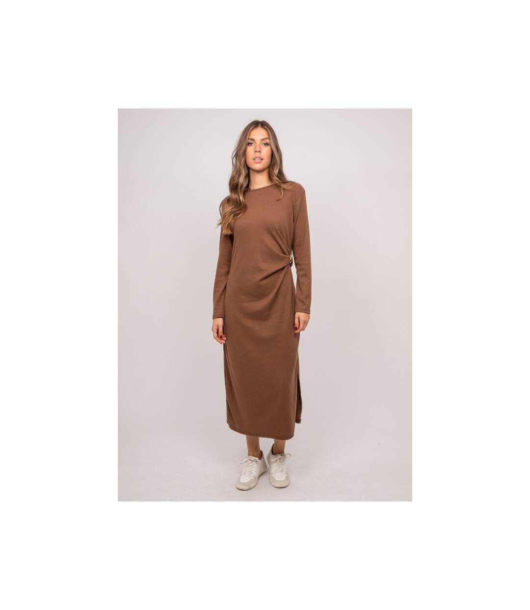 Robe longue maille douce drapé ILARISSE - Dona X Lisa-4