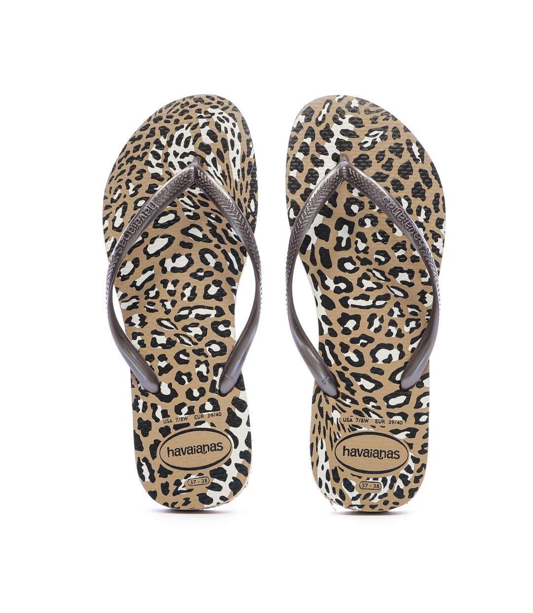 Tongs marron femme havaianas slim animals infradito-2