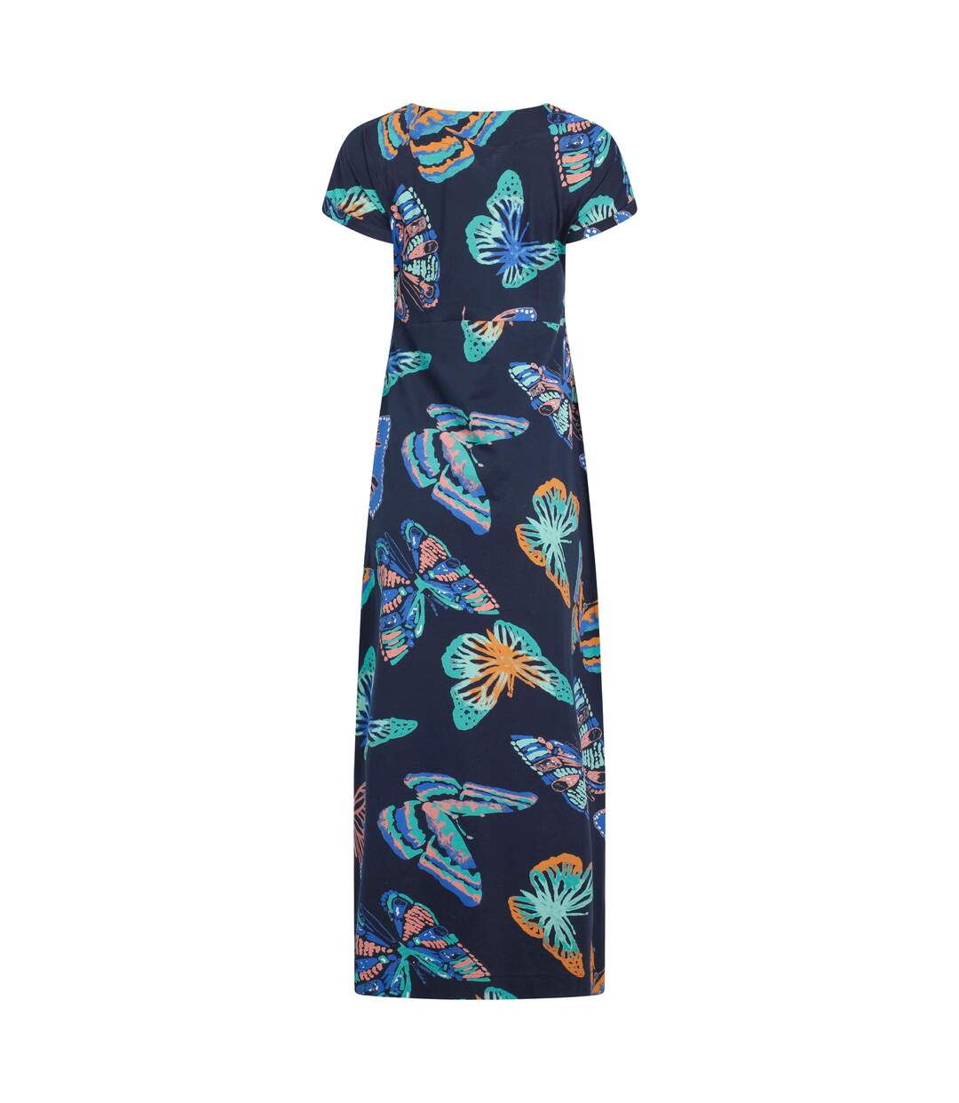 Womens/ladies mirren butterfly organic cotton maxi dress dark blue Weird Fish-2
