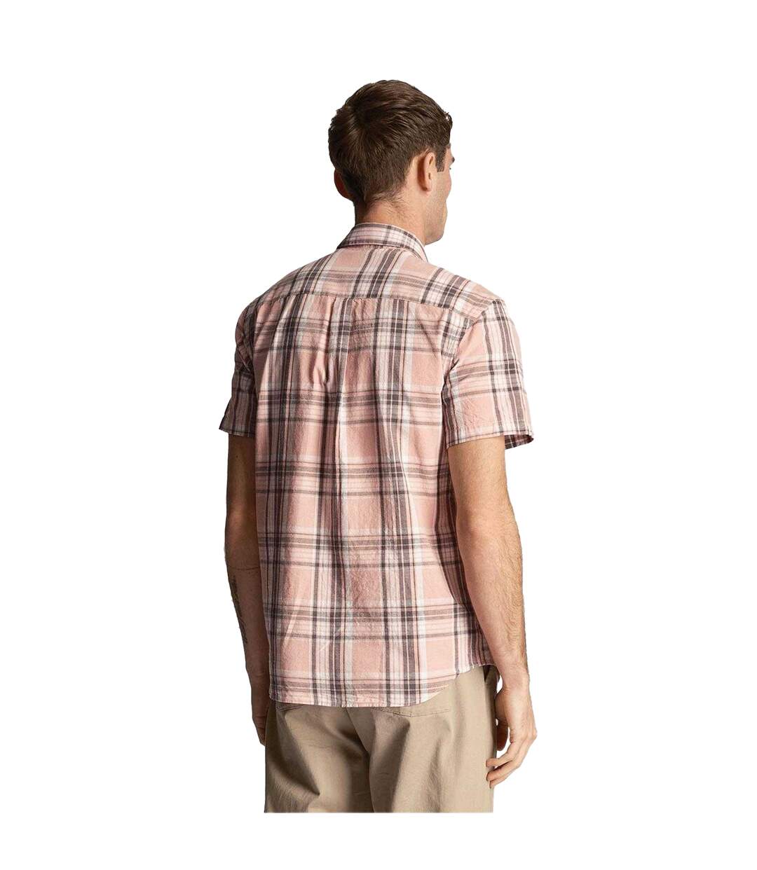 Chemise Manches Courtes Style À Carreaux Homme Rose Lyle & Scott-3