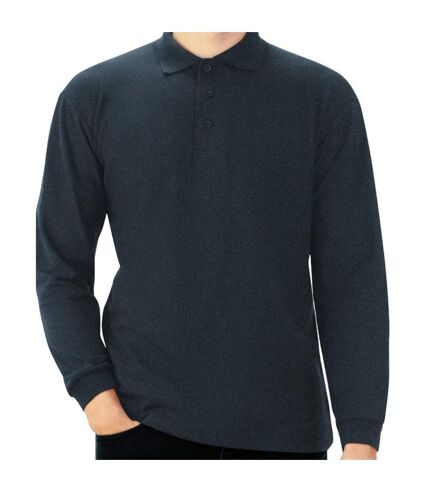 Casual classic mens long sleeve polo dark heather Absolute Apparel