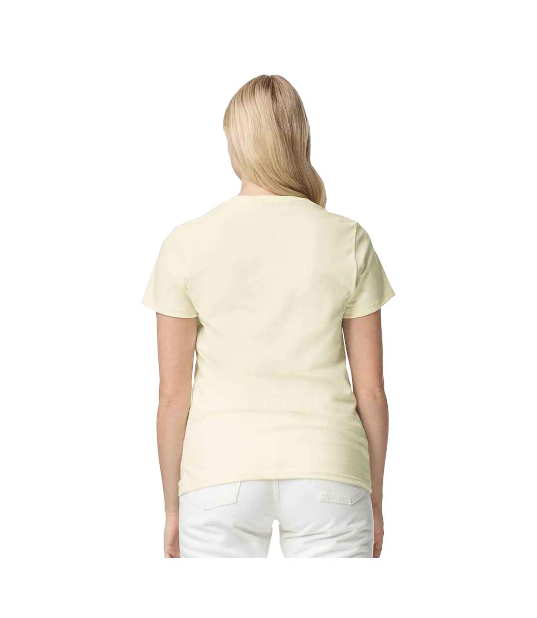 Womens/ladies cotton heavy t-shirt off white Gildan-2