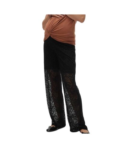 Pantalon en Dentelle Noir Femme Mamalicious Barbara - L