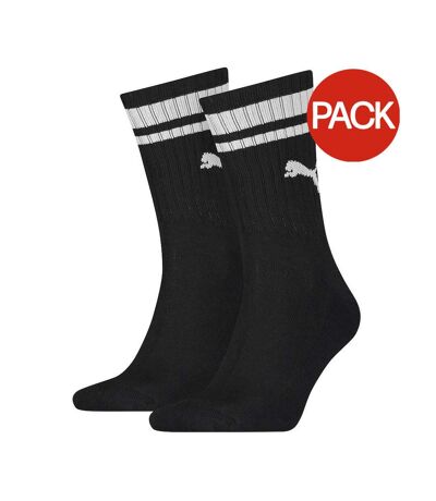 Pack of 2  Unisex adult heritage stripe crew socks  black/white Puma
