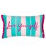 Love yourself velvet stripe cushion cover 50cm x 30cm aqua/pink Furn