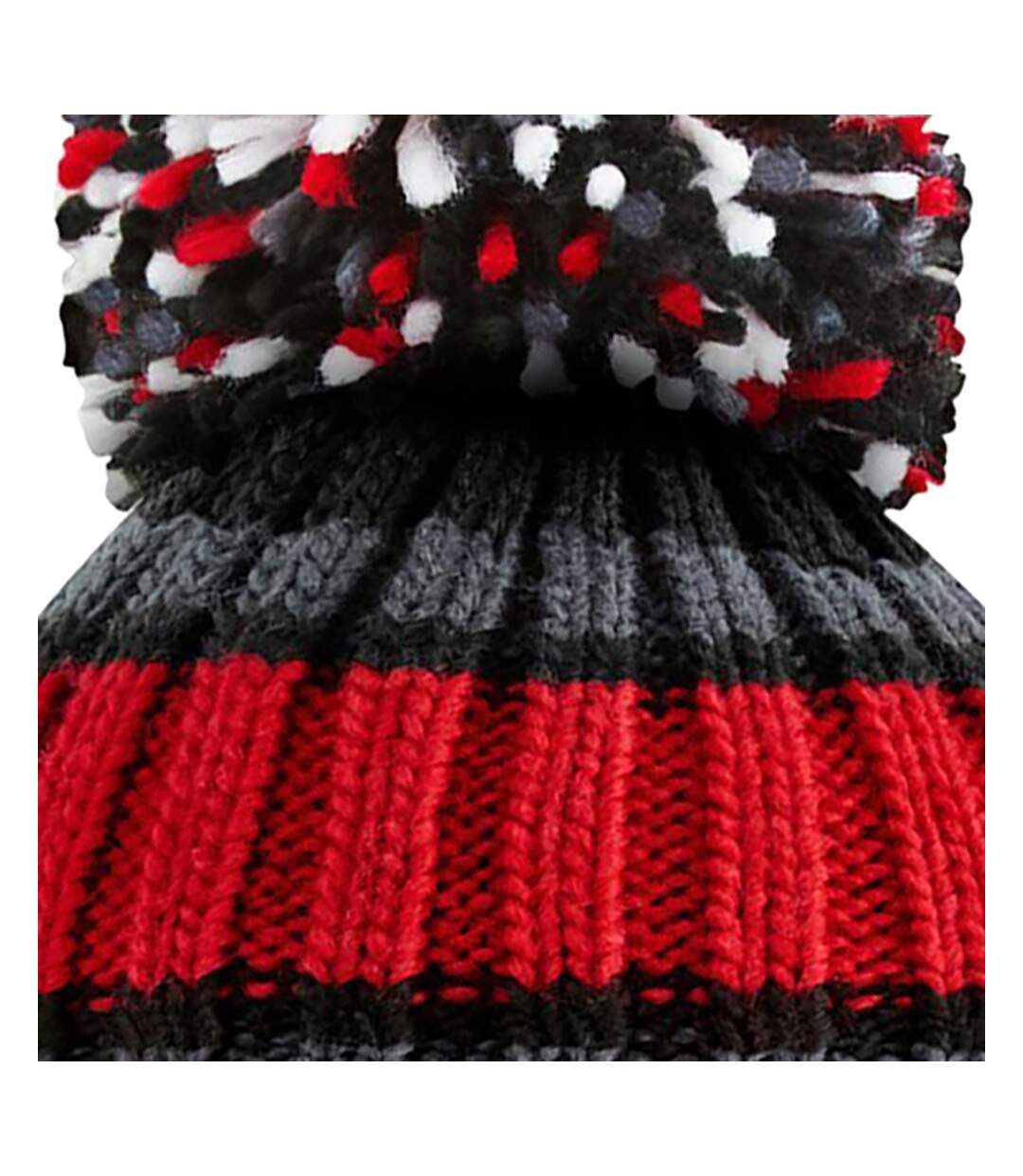 Unisex Adult Hygge Striped Beanie Black Cherry Charcoal Beechfield-3