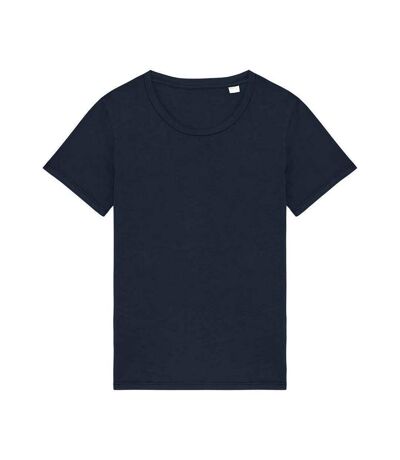 Womens/ladies Faded Washed T-shirt Navy Blue Native Spirit