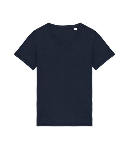 Womens/ladies Faded Washed T-shirt Navy Blue Native Spirit