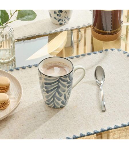 Lot de 6 Mugs en Porcelaine Umami Feuille 31cl Bleu