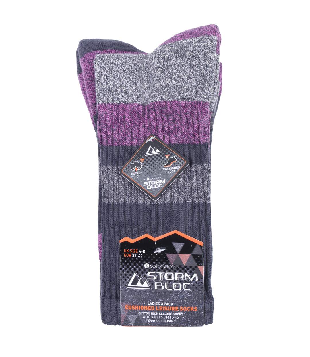 3 Paires Chaussettes de Randonnée Femme Rayées Été-2