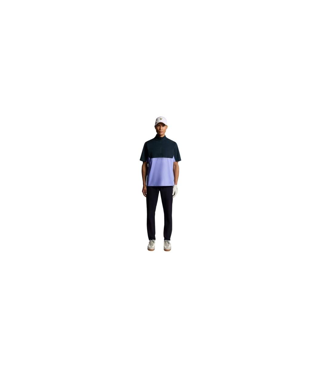 Mens Colour Block Half Zip Top Moonlight Navy Lyle & Scott-1