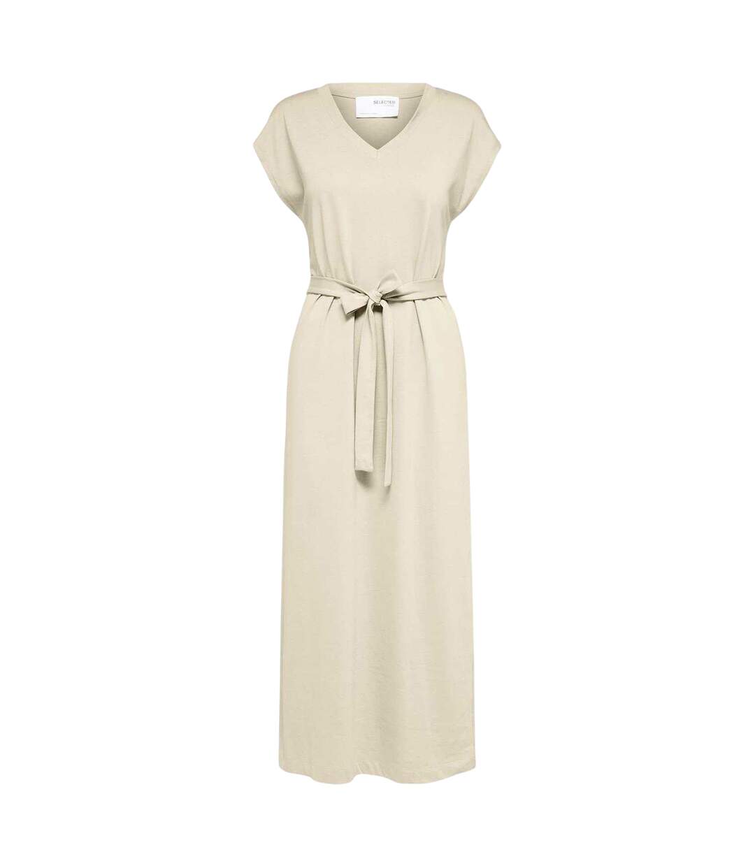 Robe Motif/style Ceinturé Femme Beige Pâle Selected Femme-2