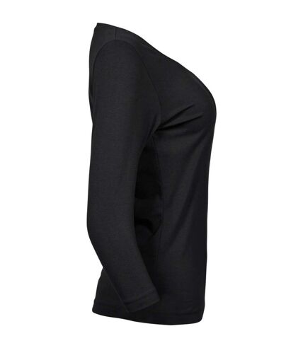 Tee Jays Womens/Ladies Stretch 3/4 Sleeve T-Shirt (Black) - UTBC5120