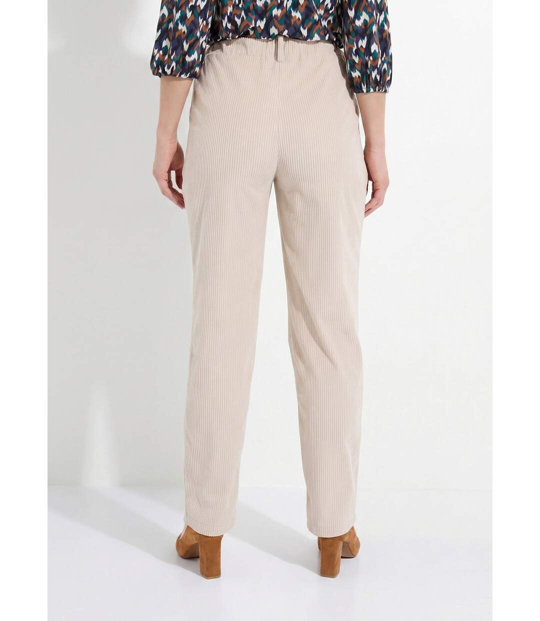 Pantalon velours côtelé taille élastiquée-2