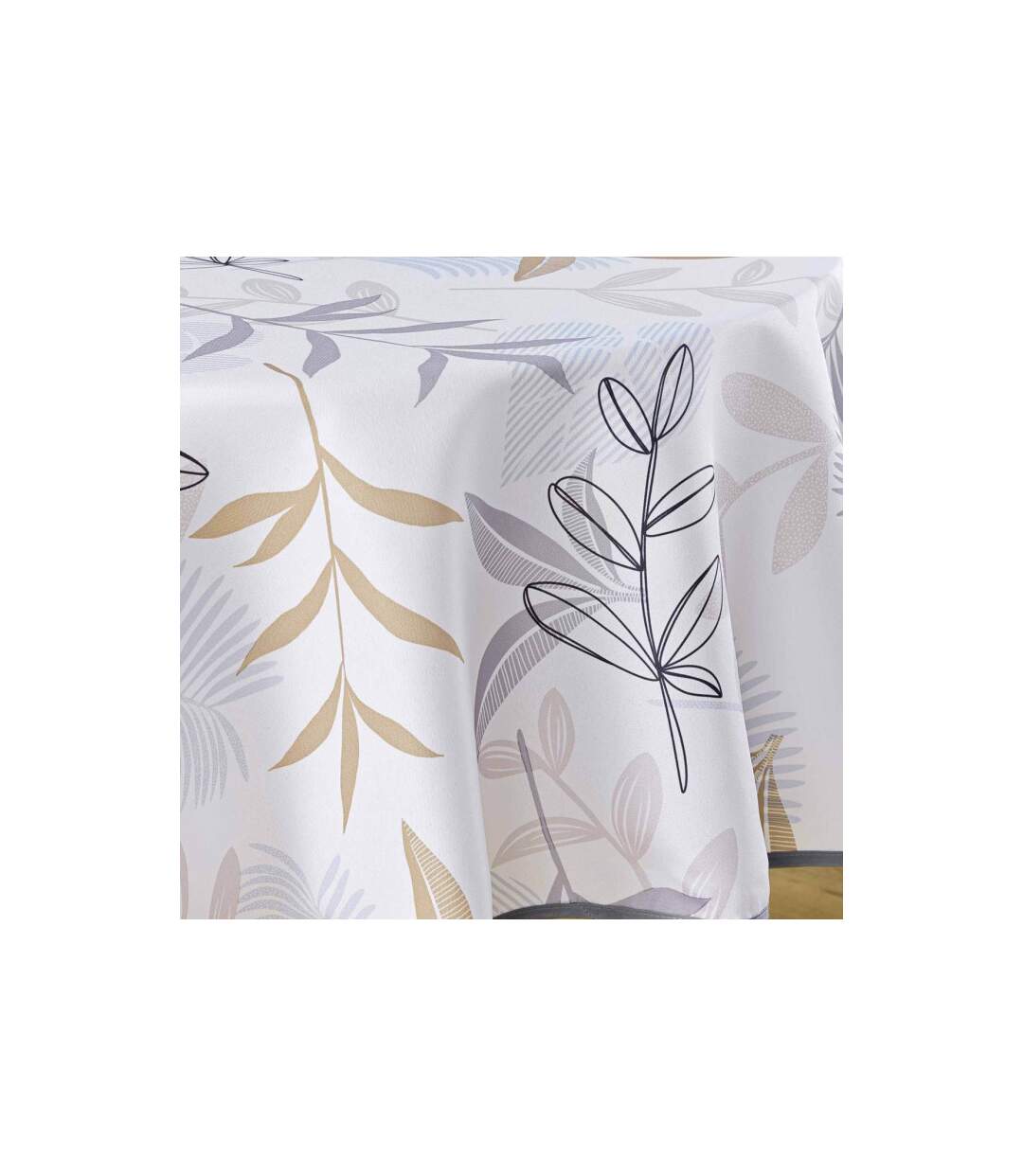 Nappe Ronde Imprimé Miraline 180cm Blanc-2