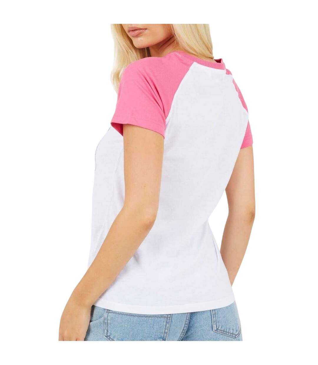 Womens/ladies Lettering Contrast Sleeves T-shirt White Coral Brave Soul-3