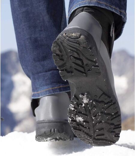 Men's Sherpa-Lined Snow Boots - Black Grey