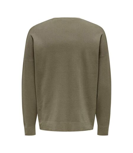 Mens Crew Neck Relaxed Fit Sweatshirt Taupe Only