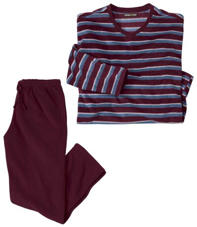 Men's Striped Burgundy Microfleece Pyjamas 