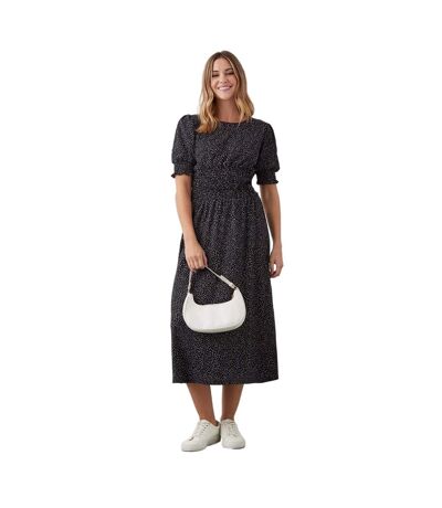 Dorothy Perkins Womens/Ladies Spotted Shirred Waist Midi Dress (Monochrome) - UTDP1321